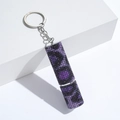 Detail of leopard print rhinestone keychain pendant in purple and black crystals - C5-Purple & Black Leopard