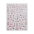 Metallic pink laser heart and love letter nail stickers for Valentine nail art - C6501 / Nail Powder