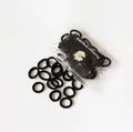 Bulk pack of high-elasticity black seamless hair ties in a daisy motif poly bag - 50Pcs/Bag / Black Series