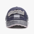 Berretto vintage blu navy e grigio con ricamo Rock Shark e visiera stile consumato - Regolabile / Blu Marino (24A290)