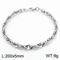 Silver stainless steel hand-woven chain bracelet, 200x5mm size with metal clasp - 5mm Steel Tone (Rope Chain) / 20cm