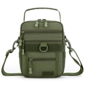 Army green tactical shoulder bag in durable high-density nylon with modular D-rings - Army Green