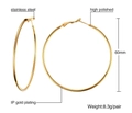 Orecchini a cerchio in acciaio inossidabile da 60 mm con finitura dorata IP - 2.0*60mm / Oro
