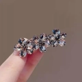 Elegant champagne gold crystal flower hair claw clip with rhinestones held in hand - 26# Crystal Flower Side Clip (Approx. 5CM)