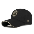 Black baseball cap with golden R shield embroidery and stylish textured pineapple fabric - Adjustable / Black Gold Embroidery