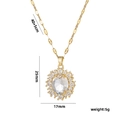 Elegante collana dorata con ciondolo in zircone ovale e misure di 40+5 cm e 25 mm di altezza - Oro Bianco (577)