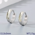 Sleek silver titanium steel earrings with rectangular zircon inlay, 13x3mm size - Silver Base with Clear Stone (KE118308-TGD)
