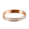 Minimalistische roségouden roestvrijstalen armband met pavé zirkoon en scharnieropening - Roségoud (KB125665-K)
