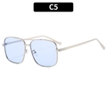 Square aviator sunglasses with silver double bridge frame and light blue lenses (C5) - Silver Frame Blue Lens