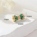 Chiusura a vite dorata con zircone verde per bracciali DIY, misura 15,2mm x 8,8mm - Oro 14K / Zircone Verde