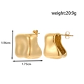 Gold plated stainless steel geometric drop earrings with polished surface and 1.96cm height - Gold Irregular Square