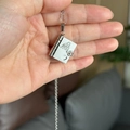 Silver book pendant necklace with heart cutout made of polished titanium steel - 05 Silver Spanish Granddaughter