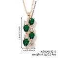 Detailed size specifications for the green teardrop gemstone cluster pendant necklace - Gold-Green Stone