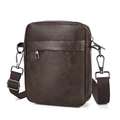 Sac bandoulière en cuir PU marron foncé avec texture vintage et fermetures éclair - Marron