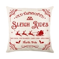 Christmas sleigh and reindeer print pillow cover in cream linen for holiday sofa decor - TQYM60-16 Sleigh Rides & Reindeer