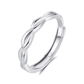 S925 sterling silver intertwined knot ring in silver finish with adjustable open band - FDJZ-163-Men's