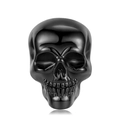 Detail view of polished black skull charm with rugby helmet for 925 silver bracelets - 925 Silver / Black Skull