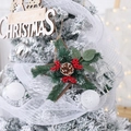 Star-shaped pine needle ornament with red berries and Merry Christmas wooden sign - Pine Needle Hanging-Red Berry Star Style