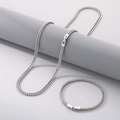 Conjunto de joyas de acero inoxidable trenzado plateado con collar y pulsera incluidos - Pulsera 21cm (aprox. 10g) / Color Acero