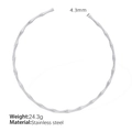 Minimalist silver stainless steel bamboo style open cuff bracelet for women - XL72 Adjustable Steel Color Collar Necklace