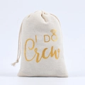Canvas wedding favor bag with golden I DO Crew text and diamond ring design - I DO Crew / 10*15cm