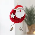 Pendaglio Babbo Natale in feltro rosso con testa in legno e stelle per l'albero - Stile Babbo Natale rosso