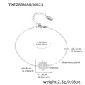 Silver stainless steel sun-shaped bracelet with 5A zircon inlay and size details - Silver Sun Bracelet