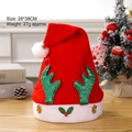 Christmas hat with green sequin antlers and golden snowflakes on red fabric, 28x38cm size - Adult Plush Green Reindeer Antlers Hat