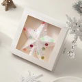 Sparkling white star tree topper with colorful sequins in a 20cm gift box packaging - Macaron Tree Top Star