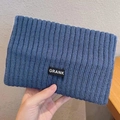 Blue knitted wide headband with GRANK woven label for sports and skincare use - One Size / Sapphire Blue