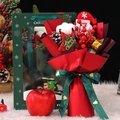 Christmas gift set with Santa plush bouquet, green gift bag, and festive decorations - Christmas Bouquet Type 1 Red