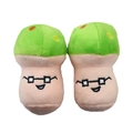 Cute mushroom plush squeaky dog toy with cartoon face and green spotted cap - Green Mushroom