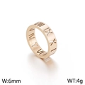 Rose gold stainless steel ring with hollow Roman numeral design, 6mm width and 4g weight - US 6 / Rose Gold(KR92463-K)