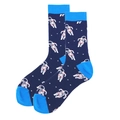 Fashionable men's crew socks with astronaut space pattern in navy blue and light blue - Dark Blue Astronaut