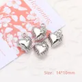 Ciondolo a cuore lucido con cristallo per creazione gioielli fai-da-te 14x10mm - Cuore / Argento