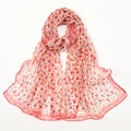 Écharpe légère en soie georgette à motif floral rouge drapée sur un fond blanc pur - 160*50CM / XQ488-1# Rouge