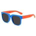 Opvouwbare kinderzonnebril met blauw frame en oranje pootjes met zwarte glazen voor kinderen - Blauw Frame Grijze Lenzen