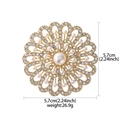 Sparkling flower brooch with large white pearl and AB rhinestones in gold alloy - XD825093 Gold Artificial Pearl Iridescent