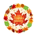 Happy Thanksgiving themed party paper plate with red maple leaf and golden text - Maple Leaf Large Plates