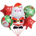 Set di 5 palloncini natalizi in alluminio con Babbo Natale stelle e scritte decorative - Set Babbo Natale Abbracciatore