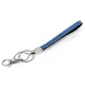 Sparkling blue rhinestone wrist strap lanyard with heart-shaped metal clasp and key ring - Sky Blue