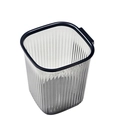 Modern transparent grey square trash can with vertical textures and black rim handle - Large / Transparent Black