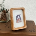 Mini solid wood picture frame in natural oak finish with rounded corners and thick inset - Teak Wood / 3 Inch Upgraded Style (With Magnet)