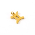 Polished gold stainless steel Gemini zodiac charm with hollow design and jump ring - Gemini - Single Pendant