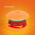 Stacking wooden hamburger toy with colorful layers of lettuce, cheese, and tomatoes - Hamburger Game