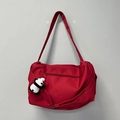 Grand sac de sport rouge avec pendentif panda et bandoulière réglable pour yoga - Rouge + Panda