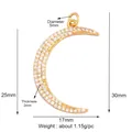 Micro-pave zircon crescent moon pendant in gold finish showing 17x30mm dimensions - Gold Full Zircon Large Moon