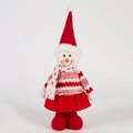 Plush Christmas snowman doll with red knitted hat and heart pattern sweater decoration - 30CM Red Snowman Style