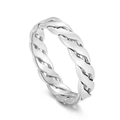 Anello a treccia in acciaio al titanio argento lucido dal design minimalista - US 5 / Stile A (KR104725-KFC) / Color Acciaio