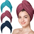 Microfiber hair drying towels in burgundy, navy, and blue for fast water absorption - Solid Color / 25*65cm / Plum